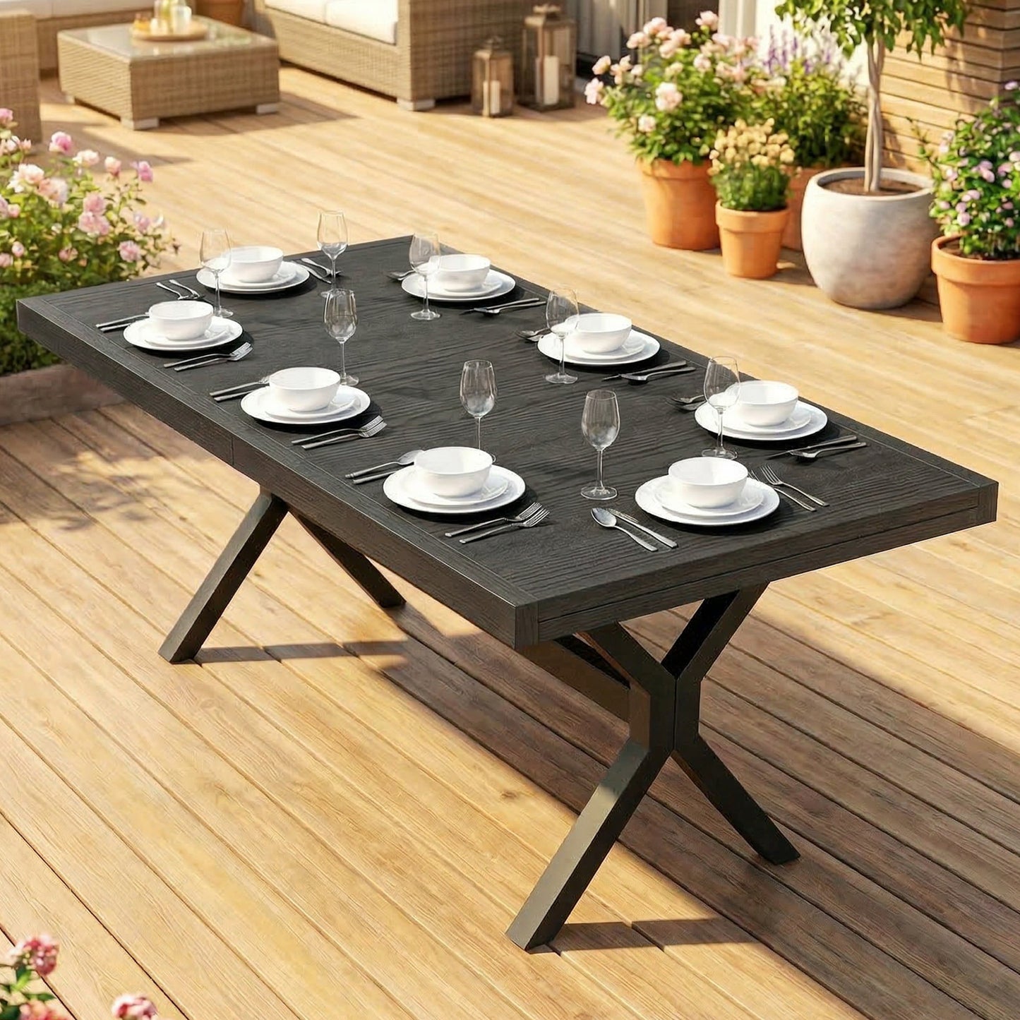 Outsunny Mesa De Jardín Exterior Extensible 154/214x85 Cm De Aluminio Acero Gris_4