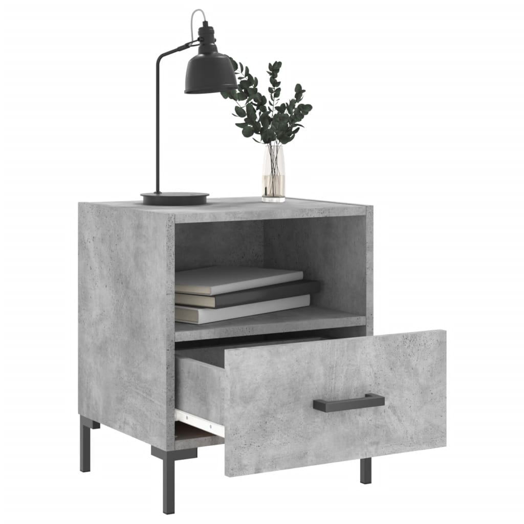 Mesita Noche 2 Uds Madera Ingeniería Gris Hormigón 40x35x47,5cm_1