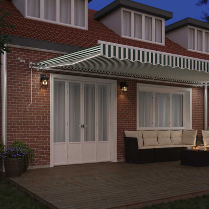 Toldo Retráctil Verde Y Blanco 600 X 300 Cm Poliéster_2