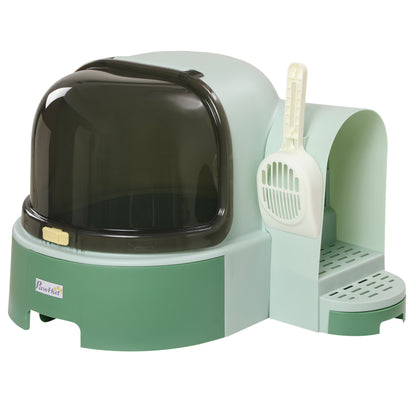 Pawhut Arenero Para Gatos Con Cubierto Con Bandejas Extraíbles 52x60x42 Cm Verde_0