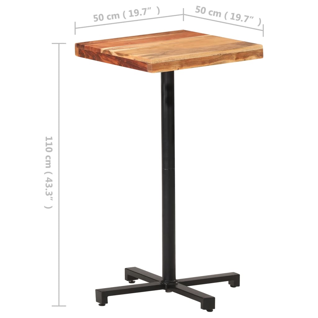 Mesa Alta De Bar Cuadrada Madera De Acacia Maciza 50x50x110 Cm_3