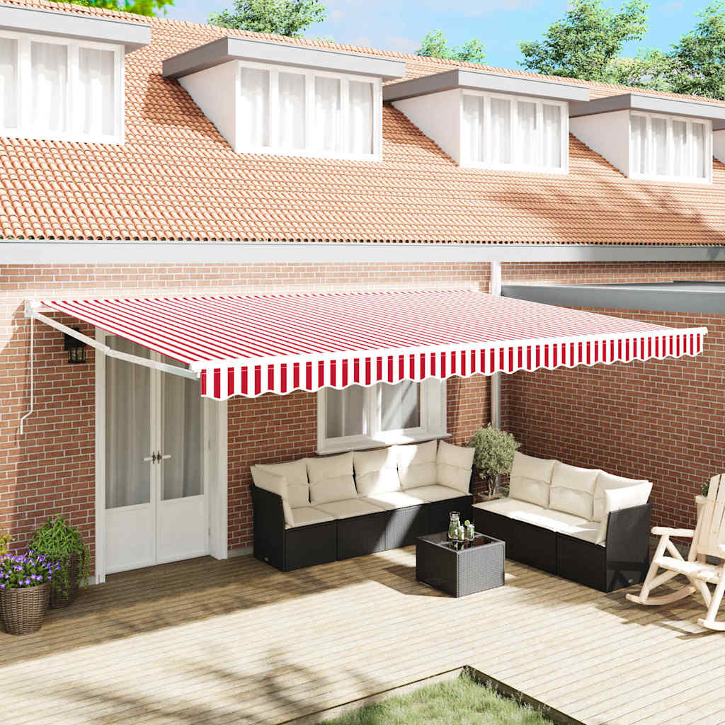 Toldo Retráctil Rojo Y Blanco 500 X 300 X 165 Cm_1