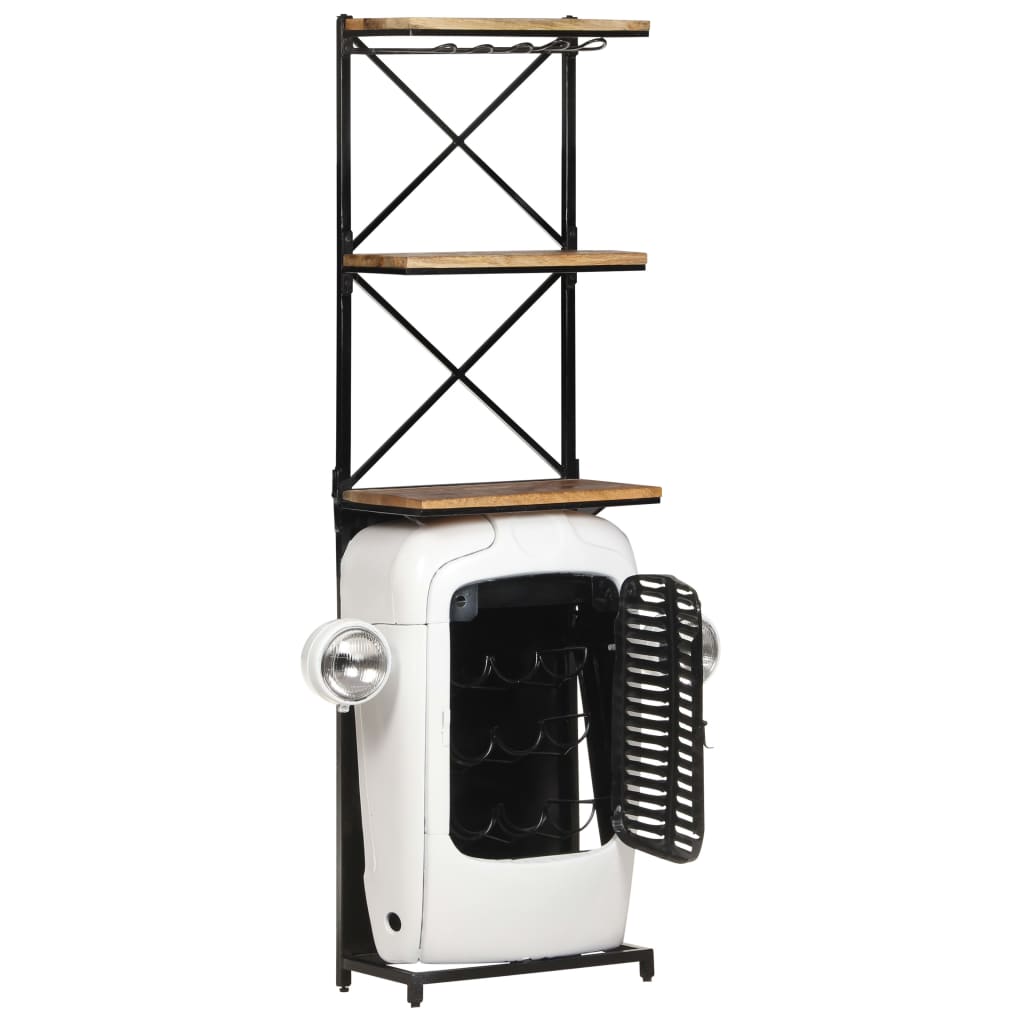 Botellero Forma De Tractor Madera De Mango Rugosa 49x31x172 Cm_1