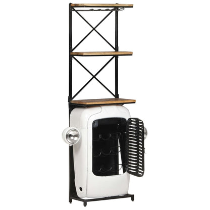 Botellero Forma De Tractor Madera De Mango Rugosa 49x31x172 Cm_1