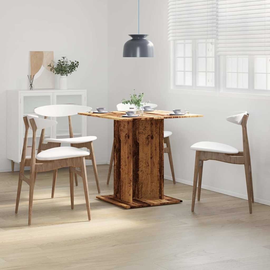 Mesa De Comedor Madera De Ingeniería Envejecida 80x80x75 Cm_1