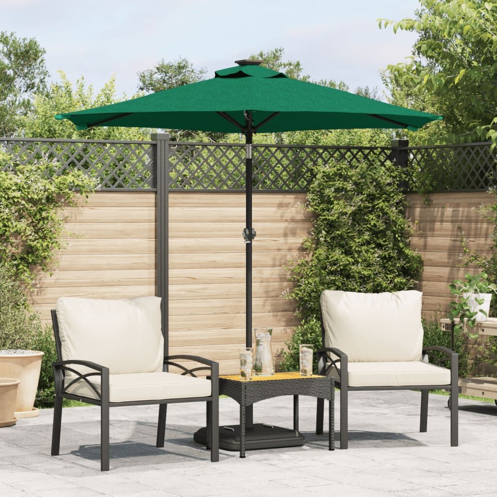 Vidaxl Sombrilla De Jardín Con Poste De Acero Verde 225x225x212 Cm_1