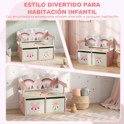 Aiyaplay Banco Infantil Convertible 3 En 1 Juego De Mesa Y Silla Rosa_5