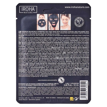 Mascarilla Facial Tisú Reequilibrante e Hidratante con Carbón y Ácido Hialurónico Iroha Nature 23ml