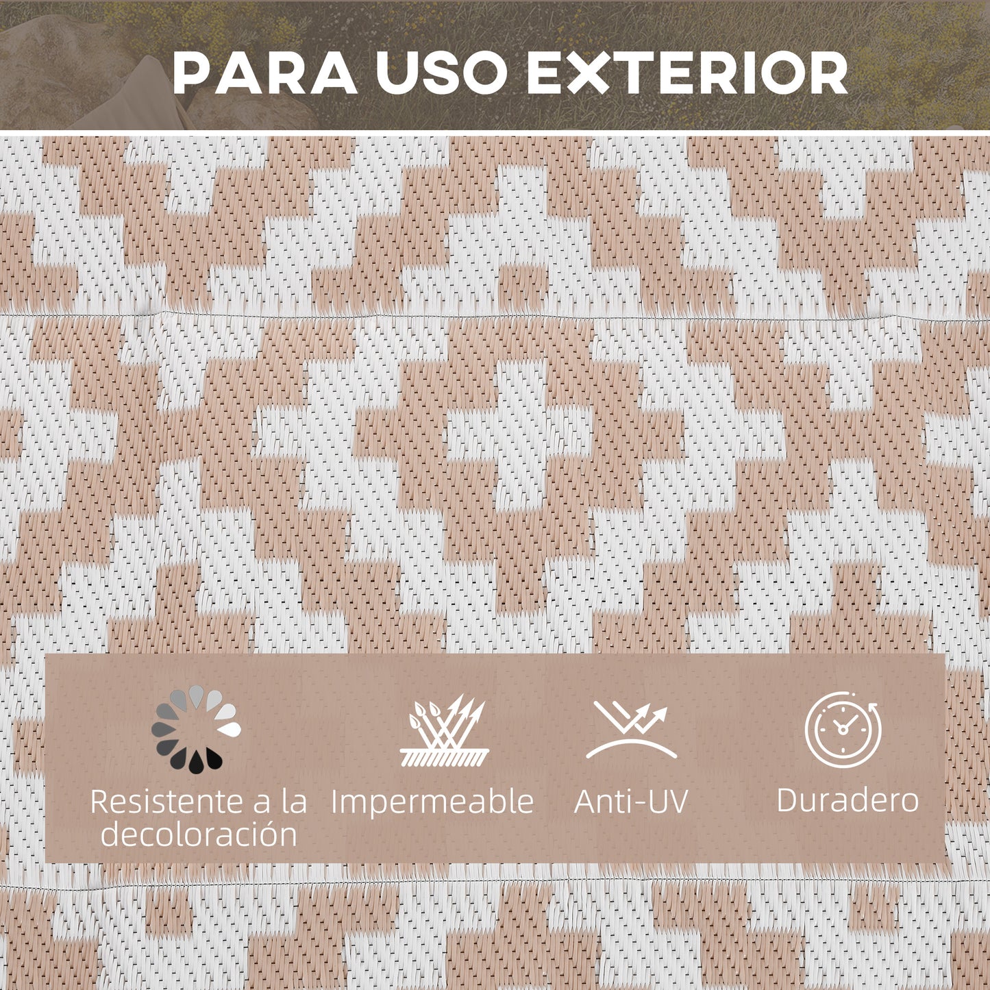 Outsunny Alfombra De Exterior 182x274 Cm Con Patrón Geométrico De Rombos_4