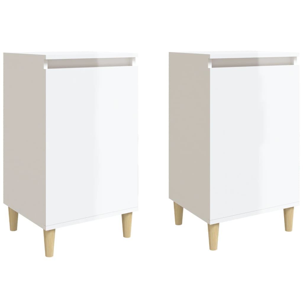 Mesitas De Noche 2 Uds Madera Blanco Brillante 40x35x70 Cm_0