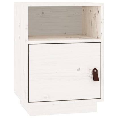 Mesita De Noche Madera Maciza De Pino Blanco 40x34x55 Cm_0