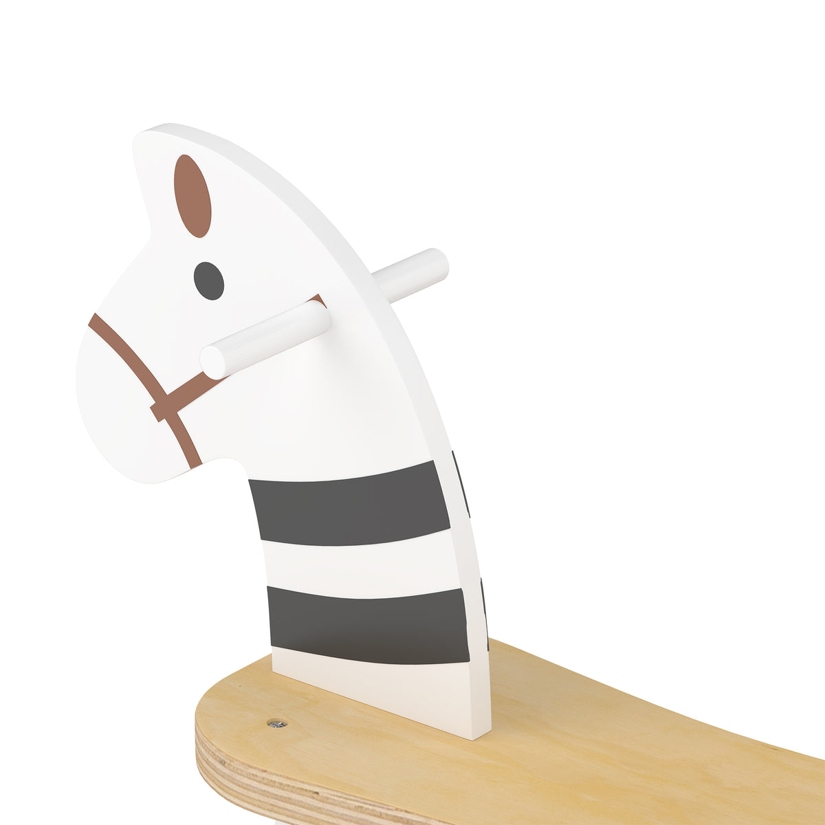 Aiyaplay Caballito Balancín Para Bebés Con Base De Madera Negro Y Blanco_3