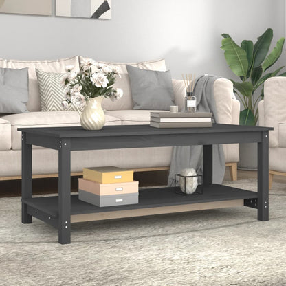 Mesa De Centro De Madera Maciza De Pino Gris 110x55x45 Cm_1