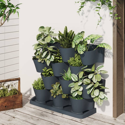 Set De Plantas Jardín Vertical 12 Uds Polipropileno Antracita_1