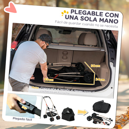 Pawhut Carrito Para Perros Plegable 3 En 1 Con Cesta De Almacenaje 76x50x102 Cm_4