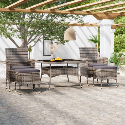 Vidaxl Set Comedor Jardín 5 Pzas Ratán Sintético Vidrio Templado Gris_1