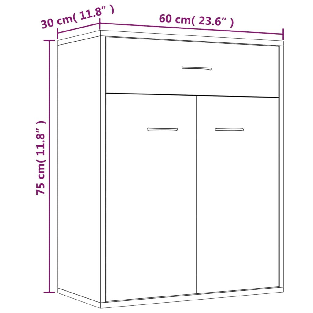 Aparador De Madera Contrachapada Gris Sonoma 60x30x75 Cm / Vetonek_3