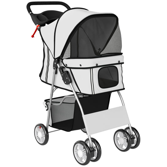 Pawhut Carrito Para Perros Plegable Con Cesta De Almacenaje 77x44x102 Cm Gris_0