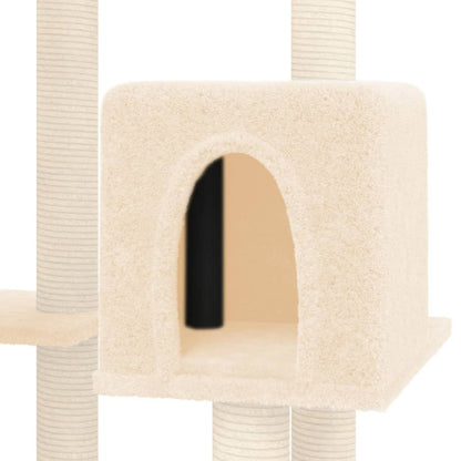 Vidaxl Rascador Para Gatos Con Postes De Sisal Color Crema 145 Cm_5