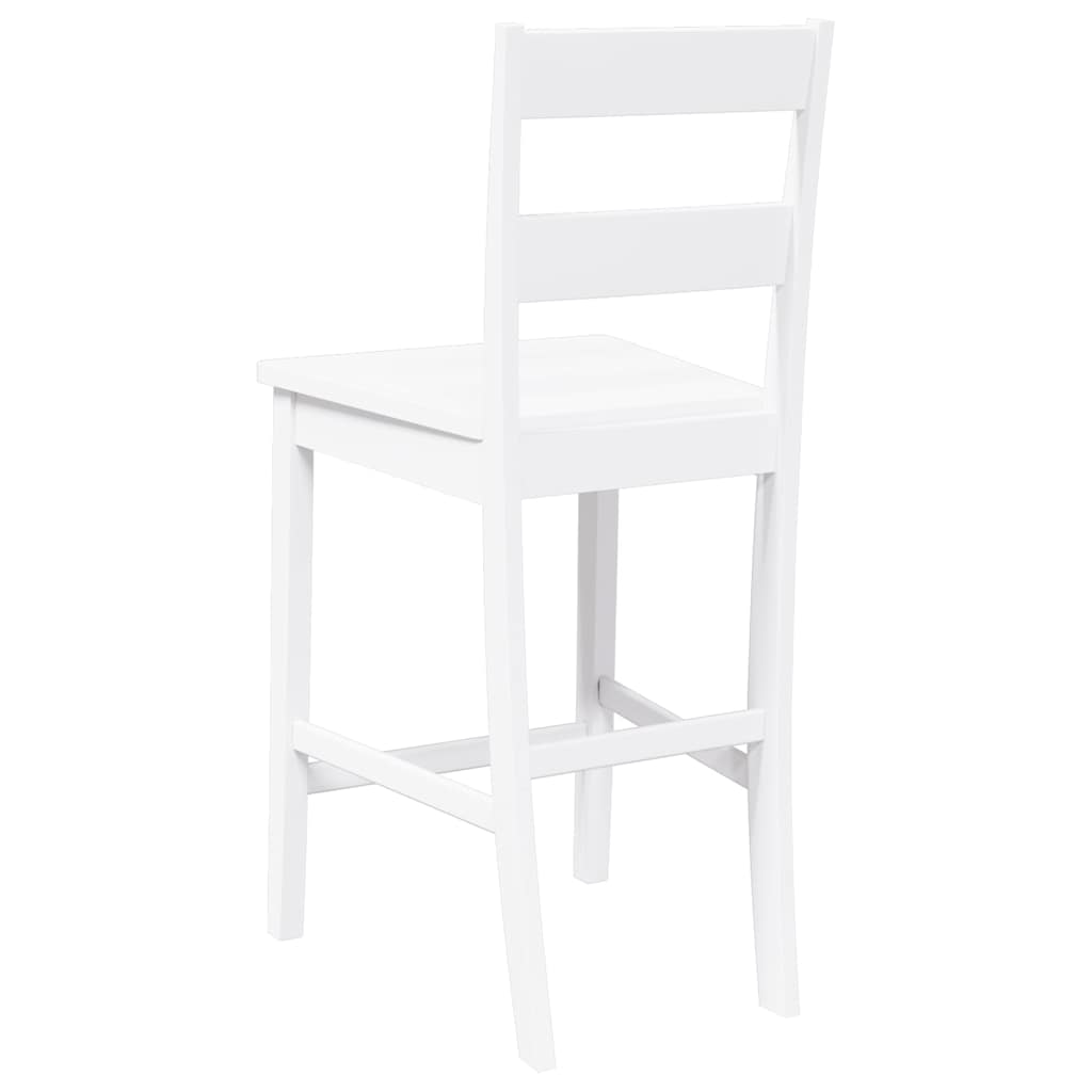Taburetes De Bar 2 Uds Madera Maciza Blanca Caucho_5