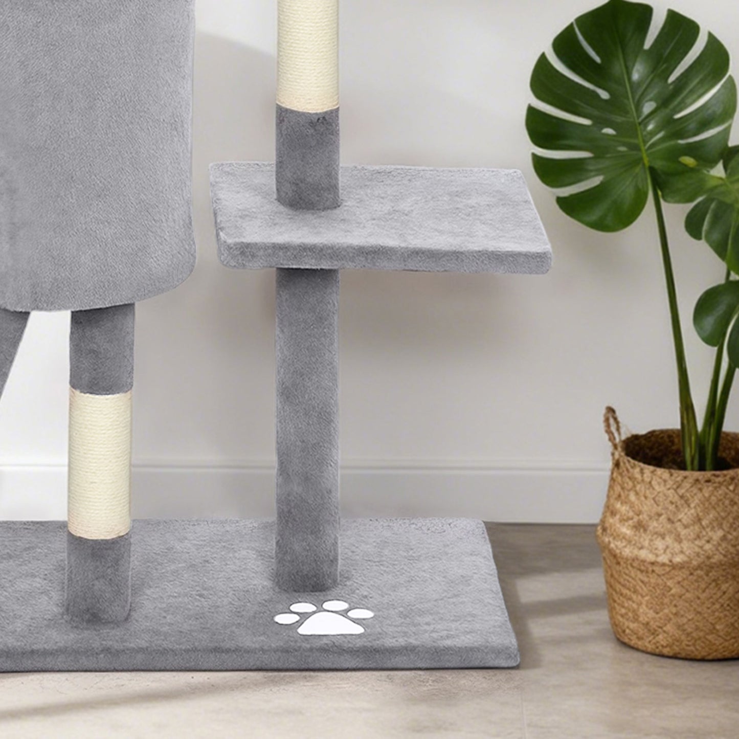Pawhut Árbol Rascador Para Gatos Grande Altura 134 Cm Con 6 Postes De Sisal Gris_3