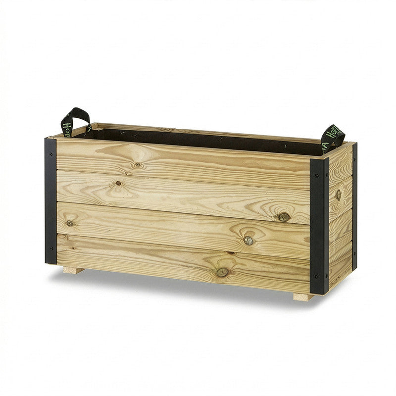Jardinera De Madera Con Refuerzo De Aluminio 80x30x40 Cm Ghio Al Hortalia_3
