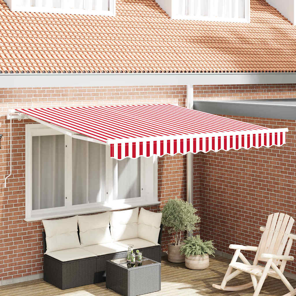 Toldo Retráctil Rojo 350 X 250 Cm Poliéster Y Aluminio_1