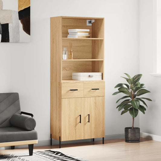 Aparador Alto Madera Contrachapada Color Roble 69,5x34x180 Cm_0
