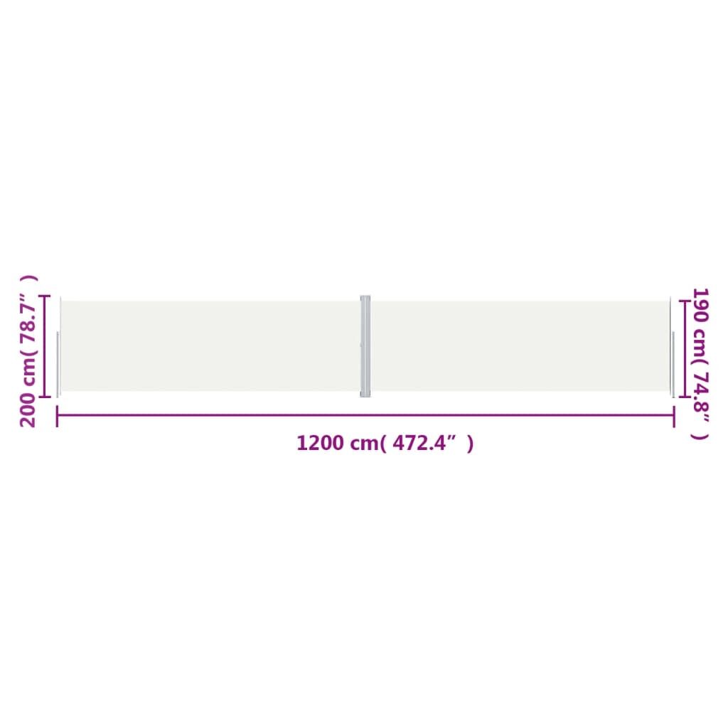 Vidaxl Toldo Lateral Retráctil Crema 200x1200 Cm_2