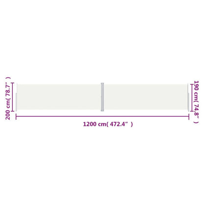 Vidaxl Toldo Lateral Retráctil Crema 200x1200 Cm_2