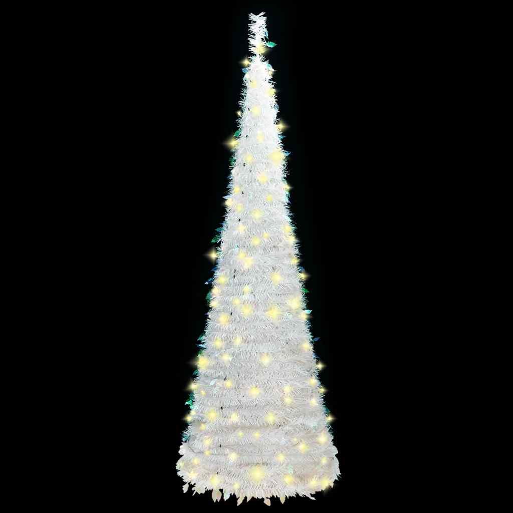 Vidaxl Árbol De Navidad Artificial Desplegable 200 Led Blanco 210 Cm_1