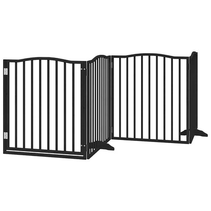 Vidaxl Puerta Para Perros Plegable 4 Paneles Madera Álamo Negra 320 Cm_0