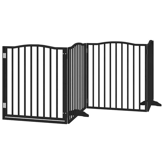 Vidaxl Puerta Para Perros Plegable 4 Paneles Madera Álamo Negra 320 Cm_0
