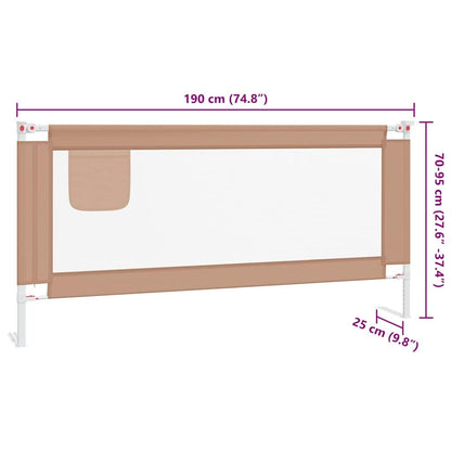 Vidaxl Barandilla De Seguridad Cama De Niño Taupe Tela 190x25 Cm_2