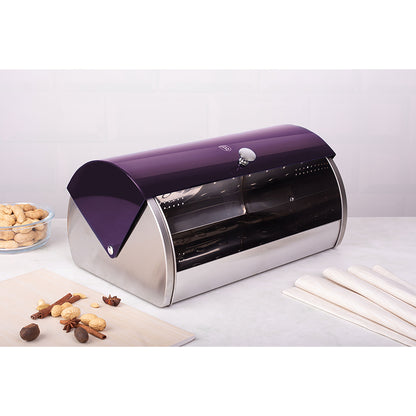 Panera De Mesa Para Guardar Pan Bollería, Tapa Deslizante, Acero Inoxidable, Diseño Moderno Berlinger Haus Purple Eclipse, Morado_3