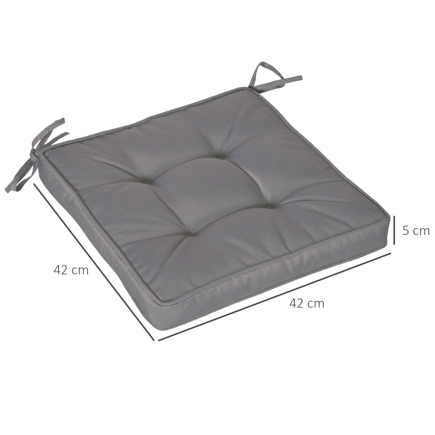 Outsunny Conjunto De Cojines Para Sillas De Comedor 42x42x5 Cm Gris Oscuro_2
