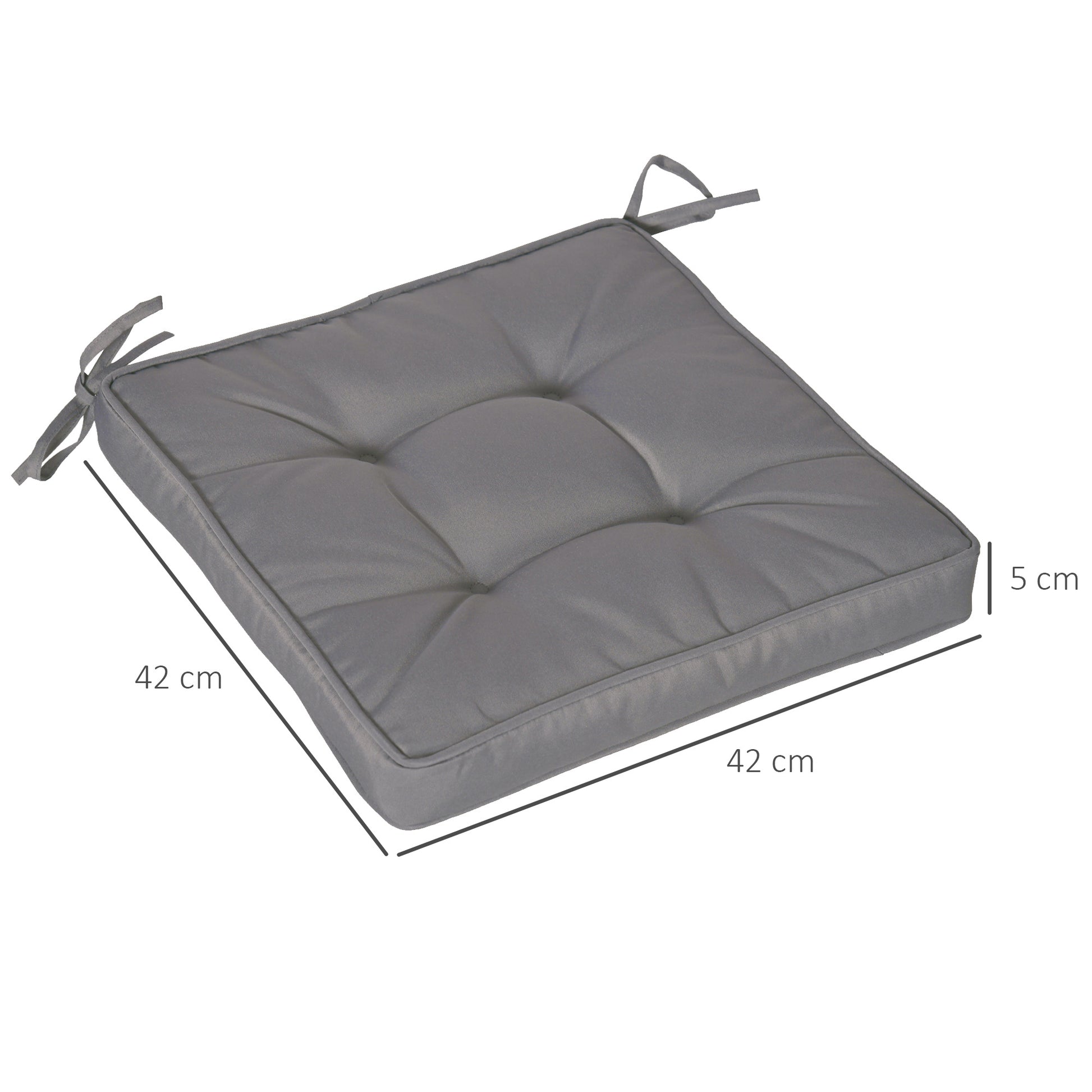 Outsunny Conjunto De Cojines Para Sillas De Comedor 42x42x5 Cm Gris Oscuro_2