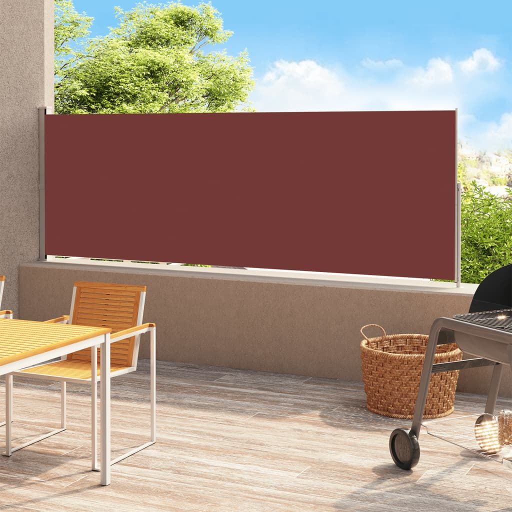Vidaxl Toldo Lateral Retráctil Para Patio Marrón 220x500 Cm_1