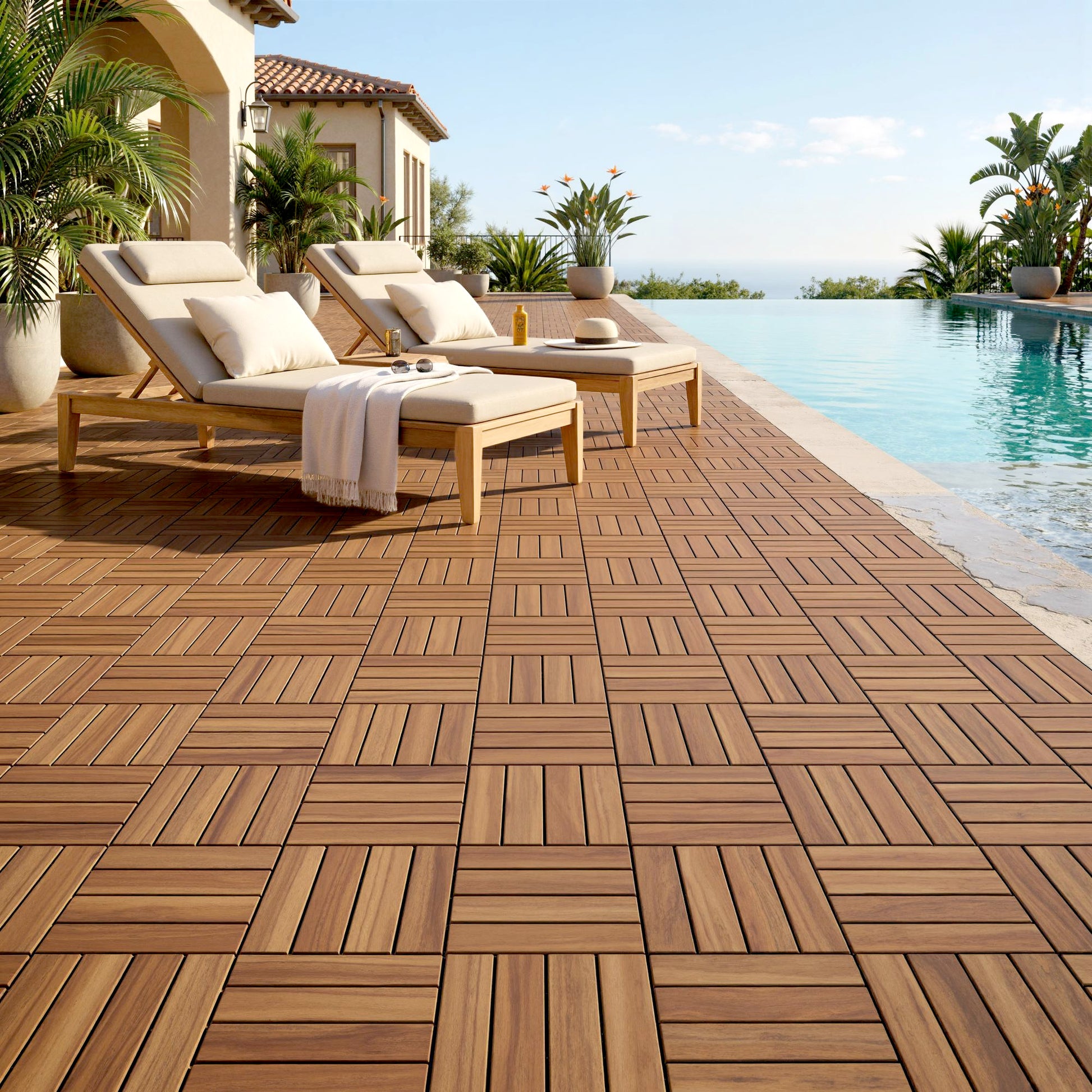 Outsunny Set De 10 Piezas Baldosas De Exterior De Madera 31x31 Cm 0,91m² Marrón_4