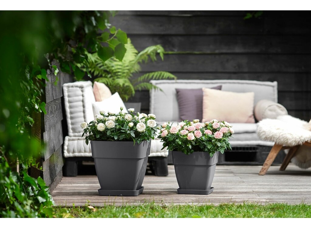 Elho Plato Loft Urban Cuadrado Antracita Plástico 22cm