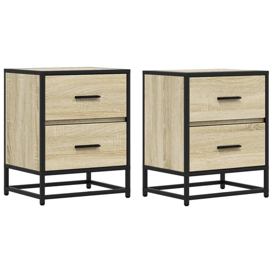Mesitas Noche 2 Uds Madera Ingeniería Roble Sonoma 40x31x50 Cm_0
