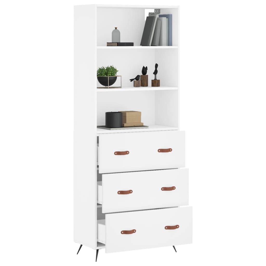 Aparador Alto Madera Contrachapada Blanco 69,5x34x180 Cm_2