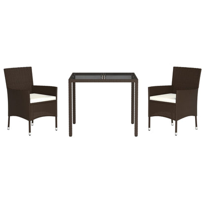 Vidaxl Set Comedor De Jardín 3 Piezas Y Cojines Ratán Sintético Marrón_0