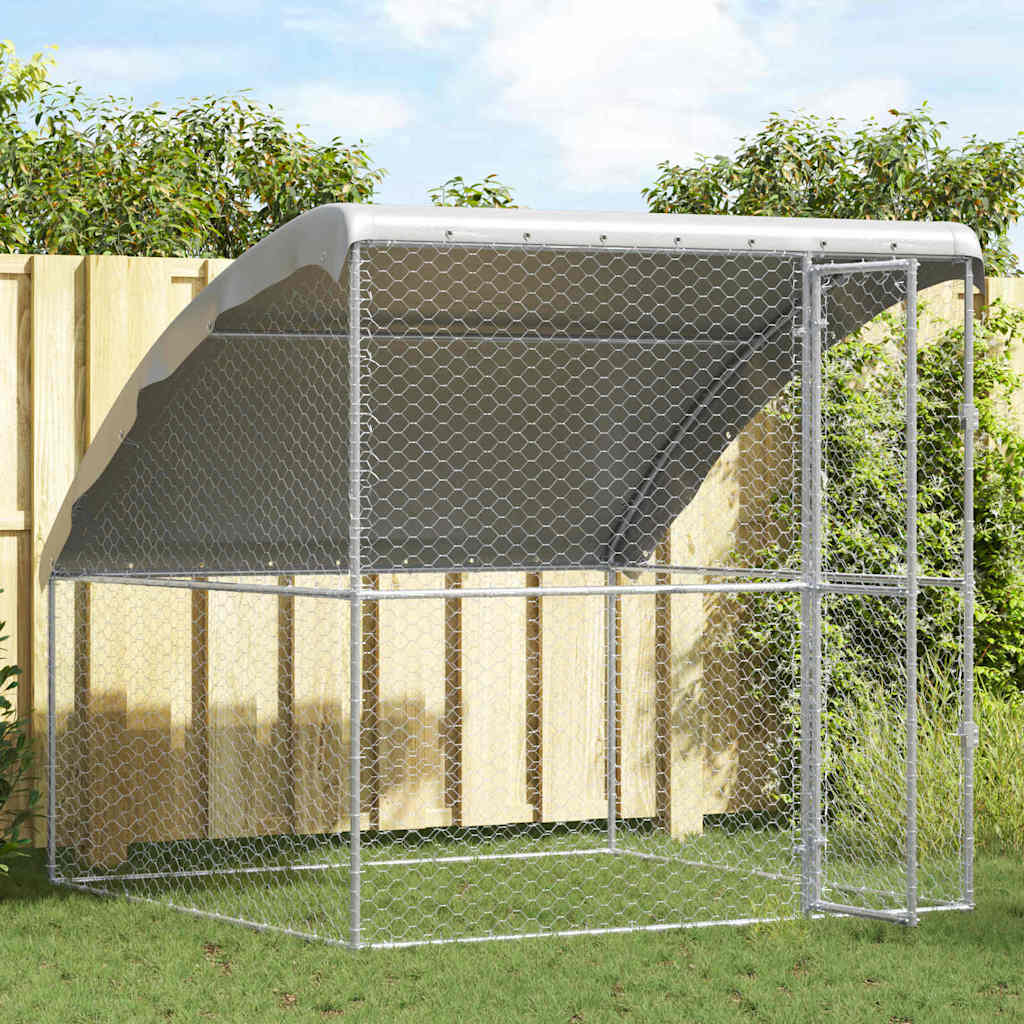 Refugio Para Perros Plateado 2 X 2 X 2 M Acero Galvanizado_2