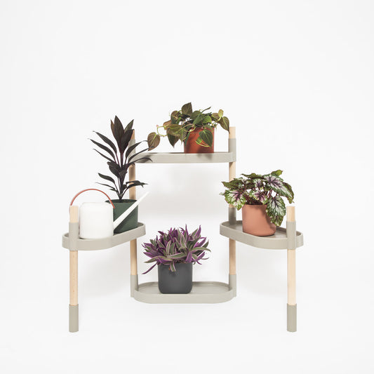 Soporte Modular Citysens De 4 Bandejas Gris Claro, Con 2 Plantas De Regalo_0