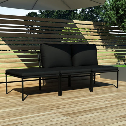 Vidaxl Juego De Muebles De Jardín 3 Piezas Con Cojines Pvc Negro_1