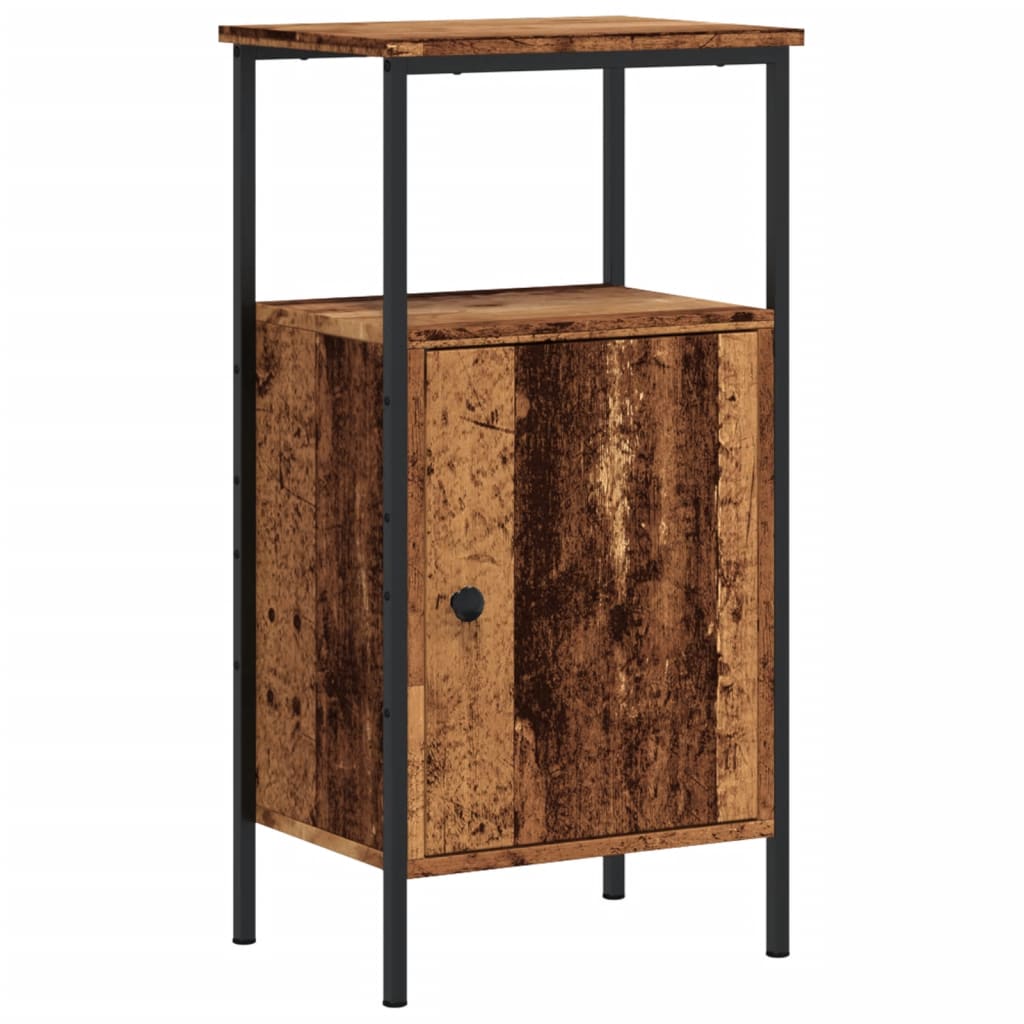 Mesita De Noche Madera Ingeniería Madera Envejecida 41x31x80 Cm_0