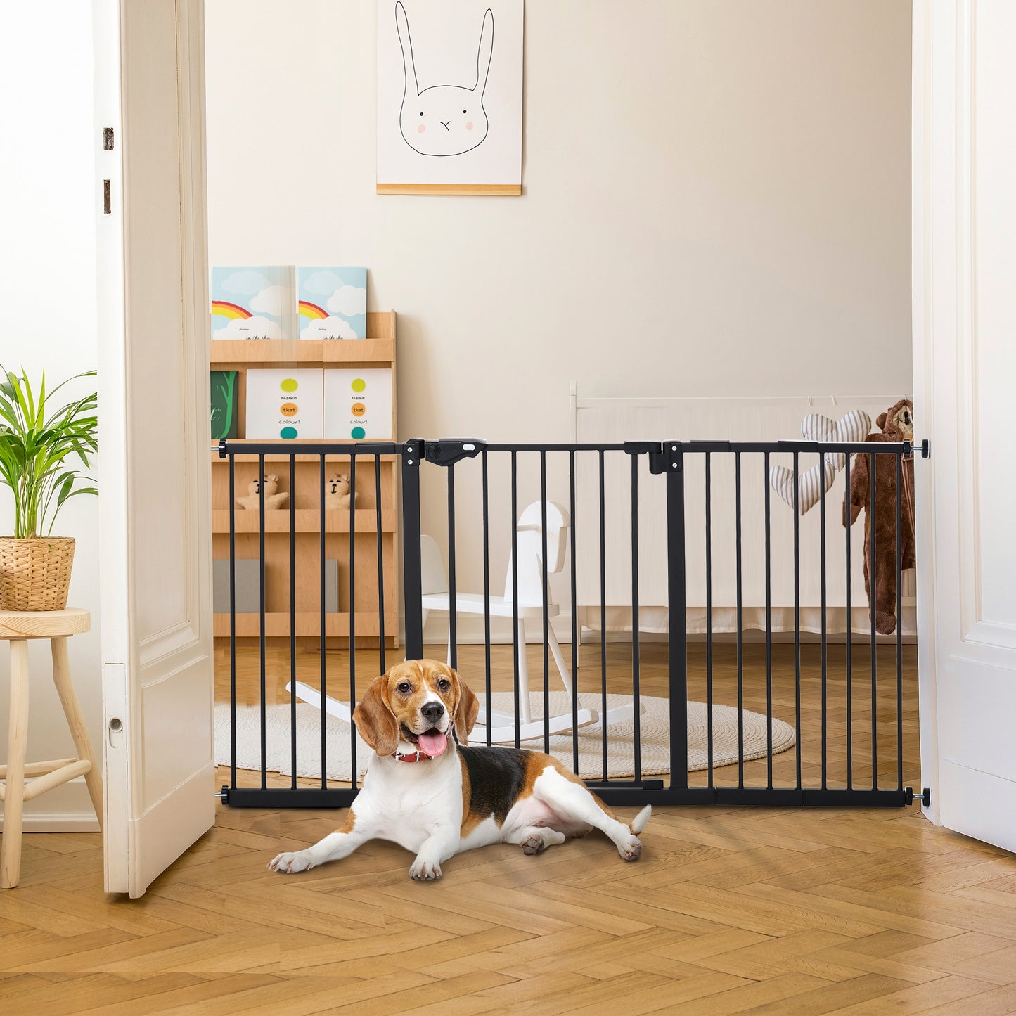 Pawhut Barrera De Seguridad Extensible Para Puertas 74-147,5x76,2 Cm Negro_4