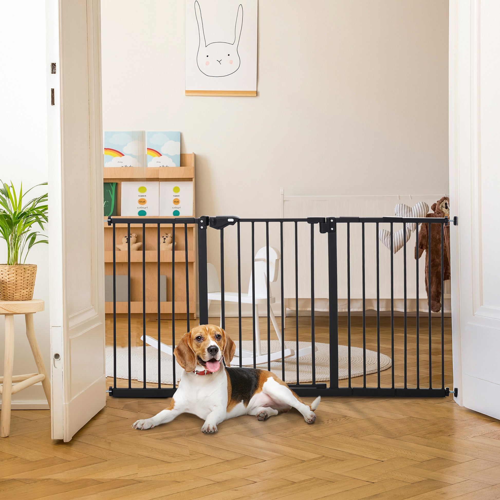 Pawhut Barrera De Seguridad Extensible Para Puertas 74-147,5x76,2 Cm Negro_4