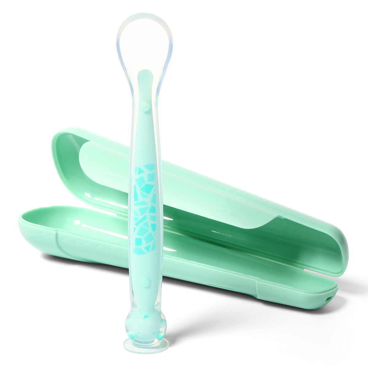 Cuchara De Silicona Con Ventosa Y Estuche (mint O Azul)_1